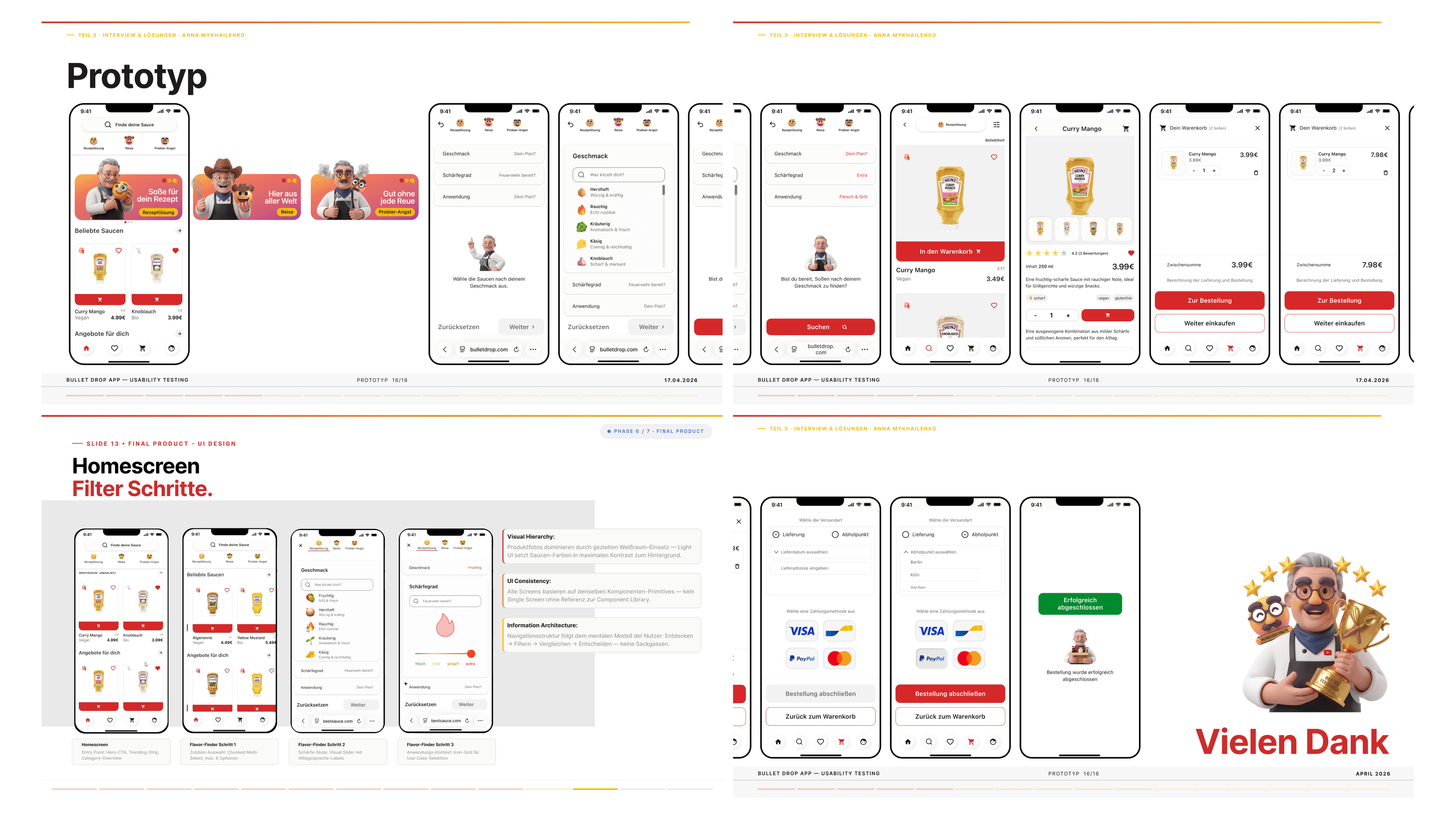 Bullet Drop final mobile app screens