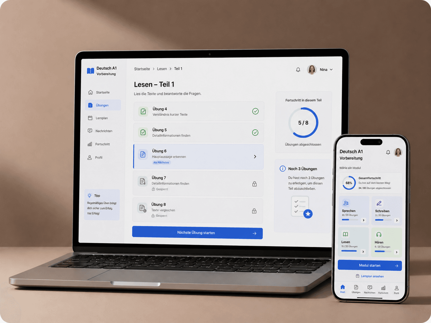 German A1 Learning Platform