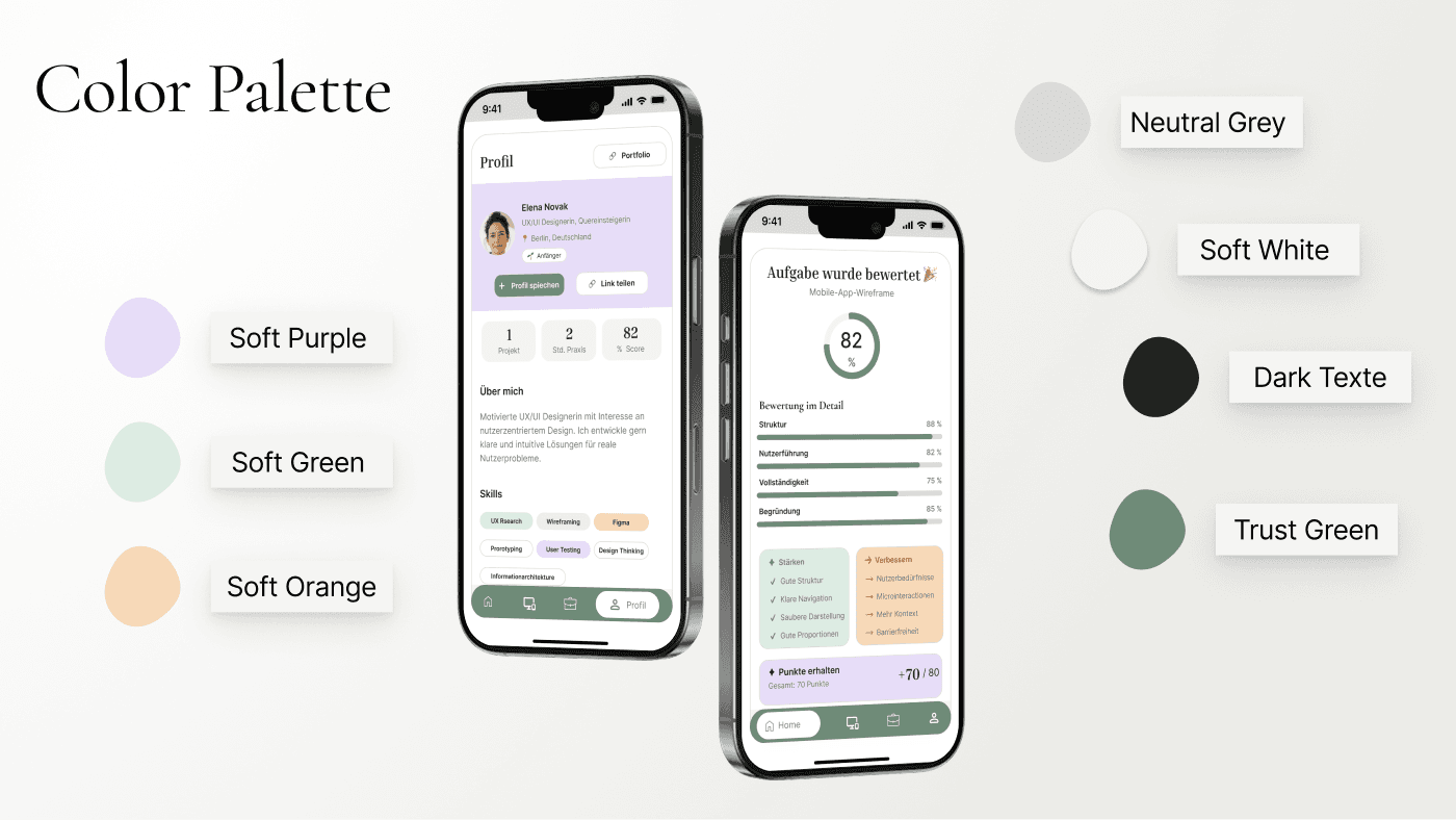 StartLance color palette and mobile interface